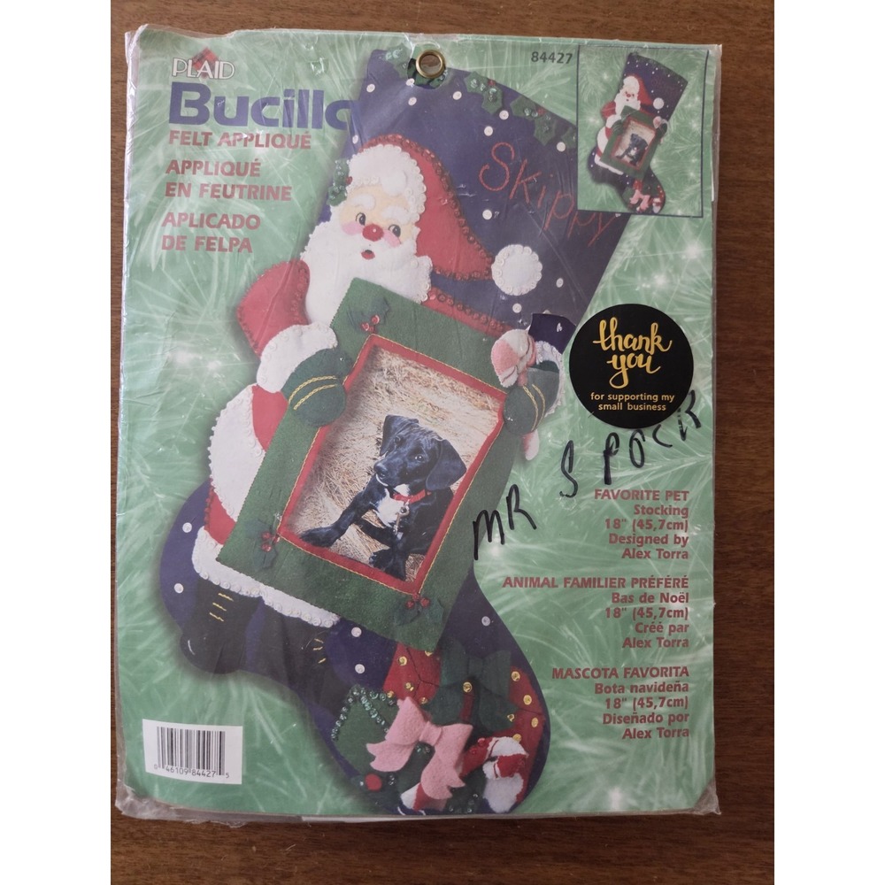 Bucilla Felt Applique favorite pet stocking 84427 Alex torra design dog puppy